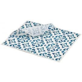 Greaseproof Paper - Oblong Sheets - Blue Mosaic Print - 25cm (9.8&quot;)