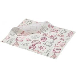 Greaseproof Paper - Oblong Sheets - Coffee and Cake Print - 25cm (9.8&quot;)