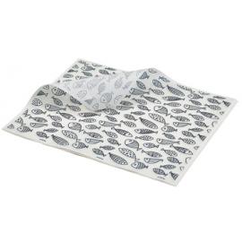 Greaseproof Paper - Oblong Sheets - Fish Print - 25cm (9.8&quot;)