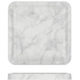 Platter - Square - Melamine - Marble Effect - Agra - White - 23cm (9&quot;)