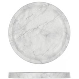 Platter - Round - Melamine - Marble Effect - Agra - White - 23cm (9&quot;)