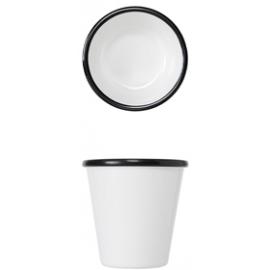 Conical Pot - Melamine - Athens - White with Black Rim - 9cm (3.5&quot;) - 29cl (10.25oz)