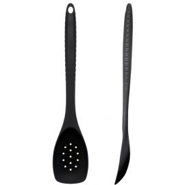 Serving Spoon - Slotted - Silicone - Black - 30cm (11.75&quot;)