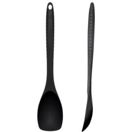 Serving Spoon - Solid - Silicone - Black - 30cm (11.75&quot;)