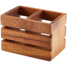 Cutlery Holder - 2 Compartment - Acacia Wood