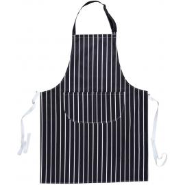 Butchers Bib Apron with Pocket - Cotton - Navy & White Stripe - 95cm (37.4&quot;)