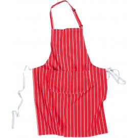 Butchers Bib Apron with Pocket - Cotton - Red & White Stripe - 95cm (37.4&quot;)