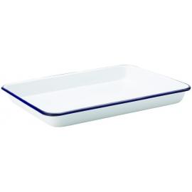 Baking Tray - Enamel - White & Blue - 28cm (11&quot;)