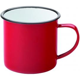 Beverage Mug - Enamel - Red and Black Rim - 38cl (13.5oz)
