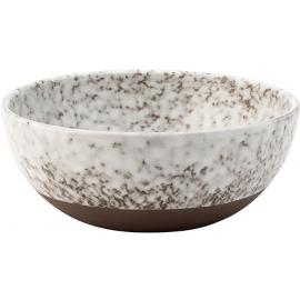 Round Bowl - Terracotta - Fuji -  Dappled  White & Brown - 17cm (6.75&quot;)
