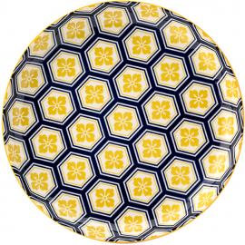 Round Plate - Porcelain - Cadiz - Blue & Yellow - 20cm (8&quot;)