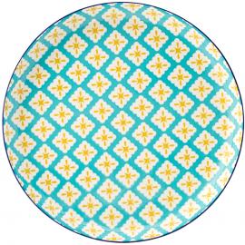 Round Plate - Porcelain - Cadiz - Blue & Yellow - 27cm (10.5&quot;)