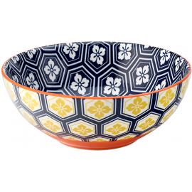 Round Bowl - Cadiz - Blue & Orange - Porcelain - 16cm (6.3&quot;)