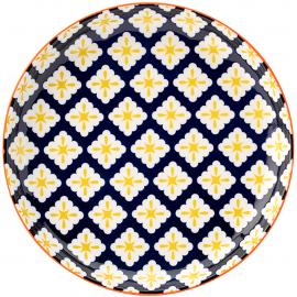 Round Plate - Porcelain - Cadiz -  Blue & Orange - 20cm (8&quot;)