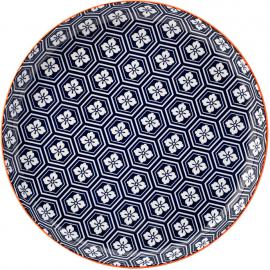 Round Plate - Porcelain - Cadiz - Blue & Orange - 27cm (10.5&quot;)