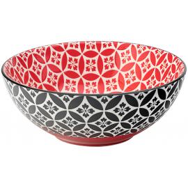 Round Bowl - Cadiz - Red & Black - Porcelain - 16cm (6.3&quot;)