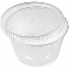 Microwavable Food Container - Round - with Lid - Clear Plastic - 45cl (16oz)
