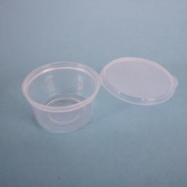 Microwavable Food Container - Round - with Hinged Lid - Clear Plastic - 2.5cl (1oz)
