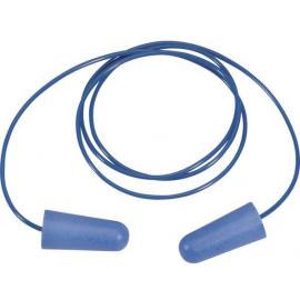 Foam Ear Plugs on Cord - Metal Detectable  - Blue - Individually Packed