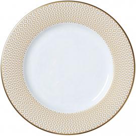 Wide Rim Plate - Diamond - White & Gold - 17cm (6.75")