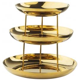 Seafood Tower Stand - Mirrored Stainless Steel - Gold - 3 Tier - 35cm (13.75")