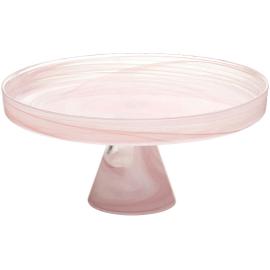Round Plate - Footed - Glass - Asos - Pink - 28cm (11")