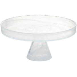 Round Plate - Footed - Glass - Asos - White - 28cm (11")
