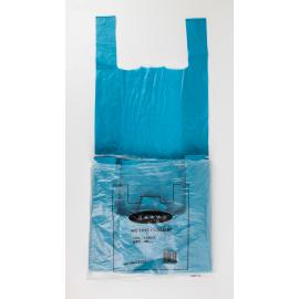 Vest Carrier Bag - Recycled Plastic - Blue - 24mu - 53cm (21")