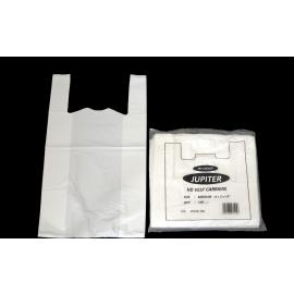 Vest Carrier Bag - Jupiter - Plastic - White - 15mu - 45.75cm (18")