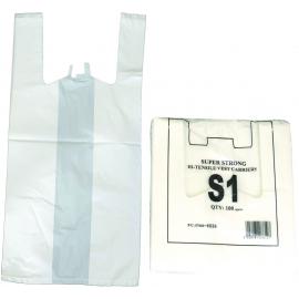 Vest Carrier Bag - High Tensile - Plastic - White - 15mu - 38cm (15")