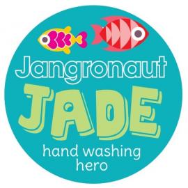 Pupil Sticker - Jade Hand Washing Hero - Round - Jangronauts - 4.2cm (1.65&quot;)