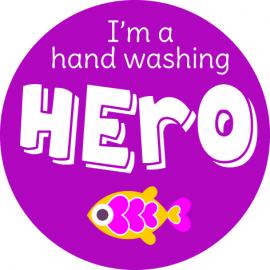Pupil Sticker - Girls Hand Washing Hero - Round - Jangronauts - 4.2cm (1.65&quot;)