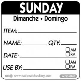 Removable Labels - Sunday - Item - Date - Use By - DateIt&#8482; - Square - 5cm (2&quot;)