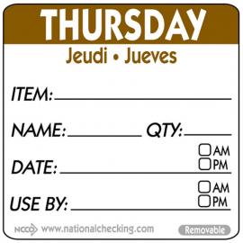 Removable Labels - Thursday - Item - Date - Use By - DateIt&#8482; - Square - 5cm (2&quot;)