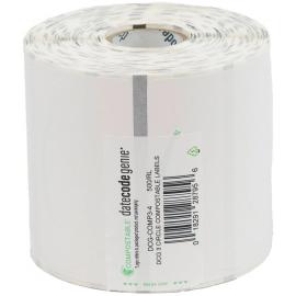 Permanent Labels - Circular - Plain - For DateCodeGenie&#174; System - Compostable - White - 7.5cm (3")