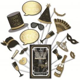 Selfie Photo Kit - New Year - Black & Gold