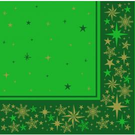 Festive Dinner Napkin - Merry & Bright - Mountain Pine Green - 4 fold - 3 ply - 40cm