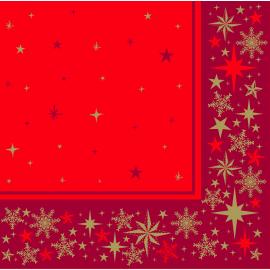 Festive Dinner Napkin - Airlaid - Merry & Bright - Red - 4 fold - 1 ply - 40cm