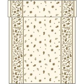 Festive Table Runner - Airlaid - Cream Winter Foliage - 12m (39.4')