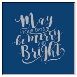 Festive Dinner Napkin - Airlaid - Navy and Printed Silver Text - 40cm
