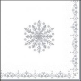 Festive Dinner Napkin - Airlaid - Printed Silver and White - 40cm