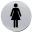 Ladies Symbol - Silver Metallic Sign - Round - Self Adhesive - 7.5cm (3&#39;&#39;) dia