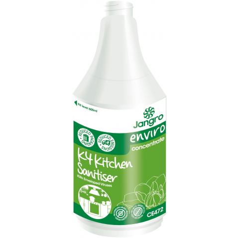Empty Trigger Bottle - K4 Kitchen Sanitiser - Jangro Enviro - 600ml - Avica