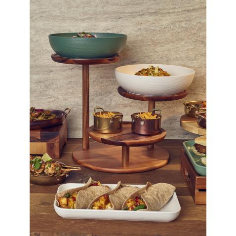 First Cry Buffet Riser Platform Buffet Riser - 3 Tier - Acacia Wood - 37.5cm (14.75