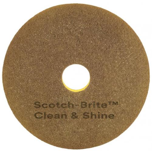 Floor Pad - Clean & Shine - Double Sided - Scotch-Brite&#8482; - Brown - 30.5cm (12&quot;)