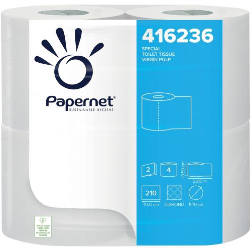 Toilet Roll - Traditional - Papernet - White - 2 Ply - 210 Sheet