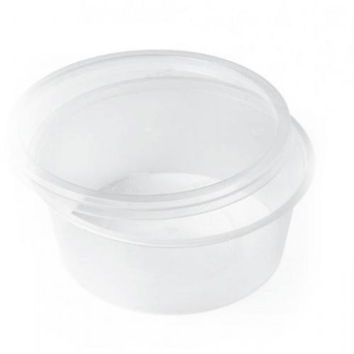 Food Storage Container - Round - with Lid - Clear Plastic - 25cl (8oz)