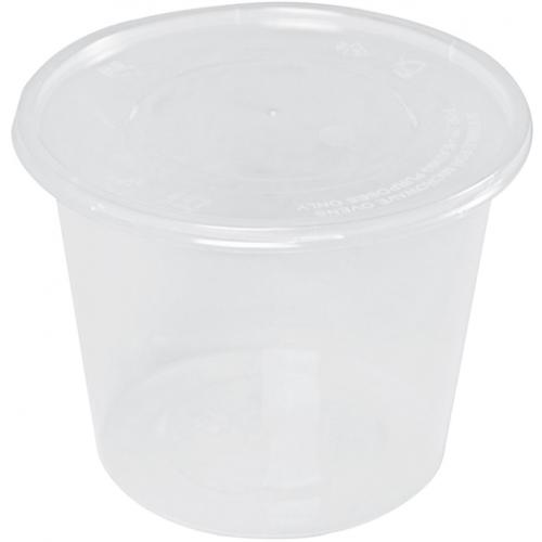 Food Storage Container - Round - with Lid - Clear Plastic - 52.5cl (18oz)