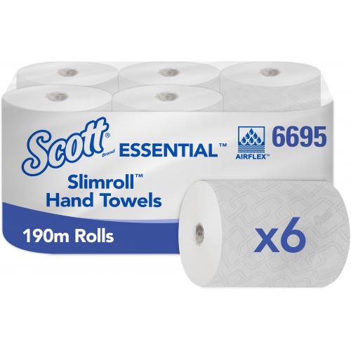 Hand Towel Roll - Slimroll - Manual Dispensing - SCOTT&#174; Essential - White - 1 Ply - 190m