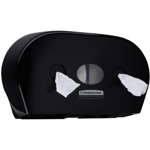 Toilet Roll Dispenser - Twin Centrefeed - Mini Jumbo - Aquarius&#8482; - Black